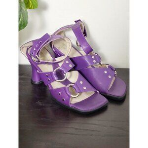 John Fluevog deep purple heeled sandals. Size 6.5